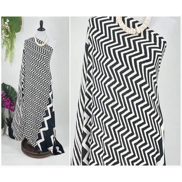 COPY - Black /White Chevron SARONG Kīkepa PareoBeach Wrap Skirt Summer Scarf - Picture 2 of 4